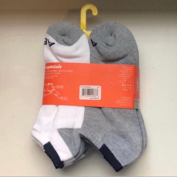 New Socks Aeropostale Package 8 Pairs Mens Gray & White Athletic Low Cut Socks - Picture 2 of 14